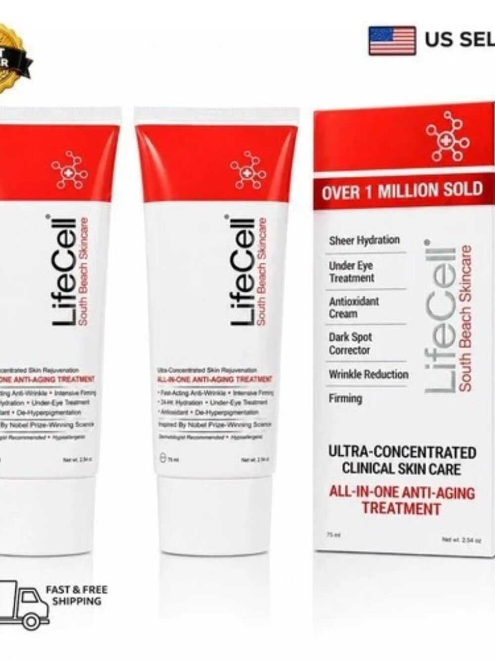South Beach LiveCell Anti Aging Skincare Cream 2.54oz 2 Pack All in One